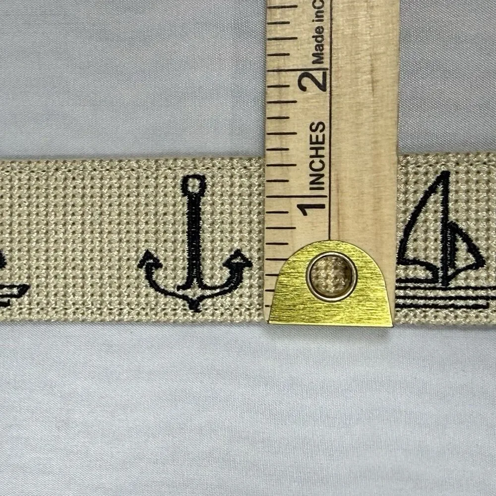 Original Penguin Mens 34 Belt Khaki Canvas Nautical Anchor Sailboat NWT $60